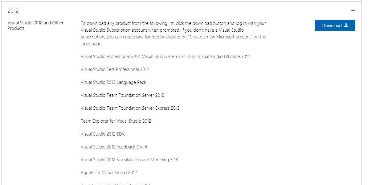 Older version of visual studio